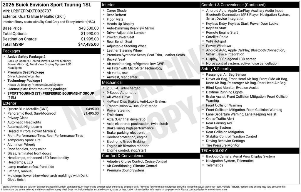 New 2026 Quartz Blue Metallic Buick Sport Touring image 5