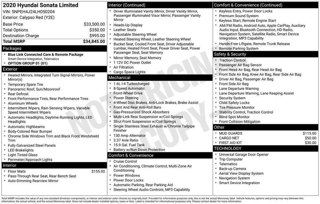 Used 2020 Red Hyundai Limited image 26