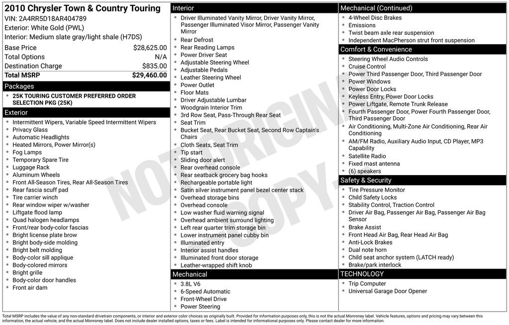 Used 2010 Gold Chrysler Touring image 3