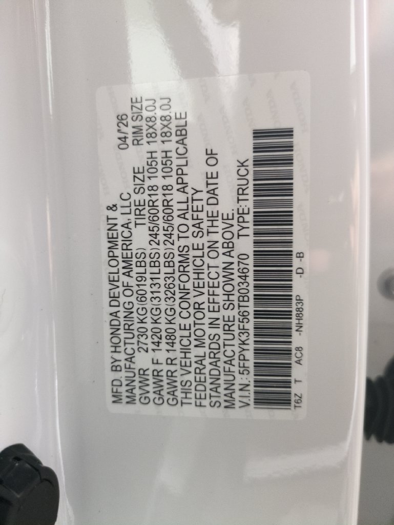 New 2026 Platinum White Pearl Honda RTL image 32