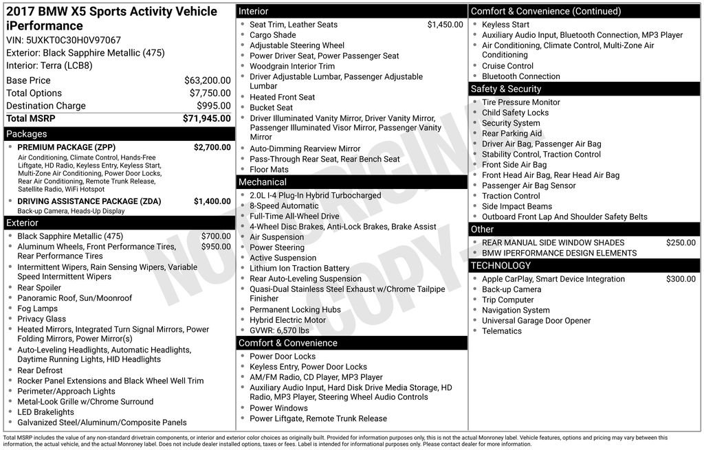 Used 2017 BMW X5 xDrive40e with VIN 5UXKT0C30H0V97067 for sale in Highland Park, IL