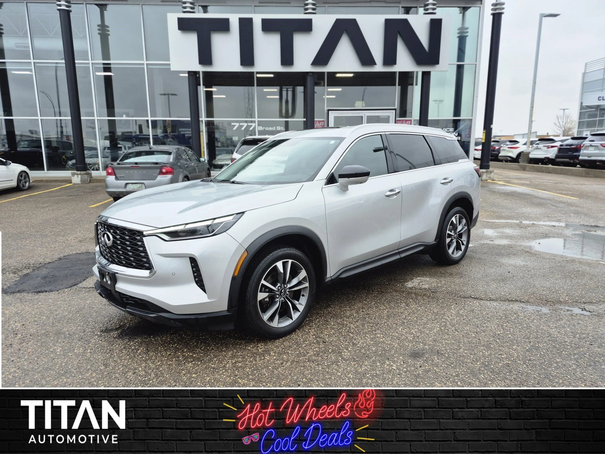 Certified Used 2023 Liquid Platinum Metallic INFINITI Luxe AWD*7 Pass | Adapt Cruise | Remote Start | Nav | 360 Cam | Htd Leather | Pano Roof | Htd Wheel image 1