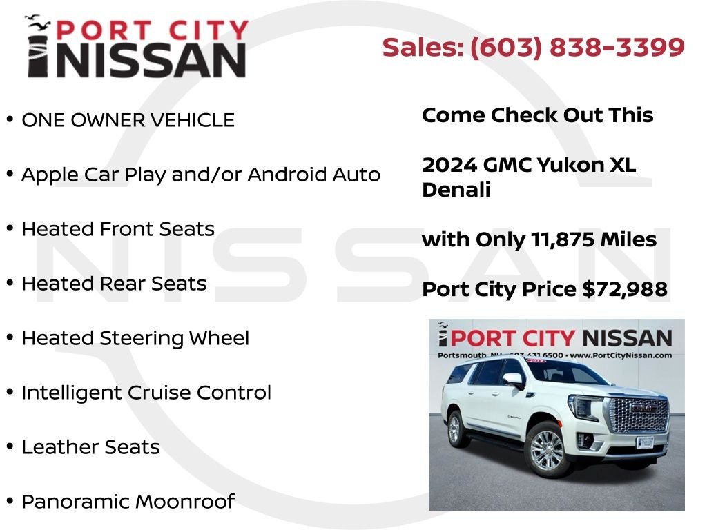 Used 2024 White Frost GMC Denali w/panoramic sunroof image 8