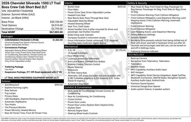 New 2026 Summit White Chevrolet LT Trail Boss image 1