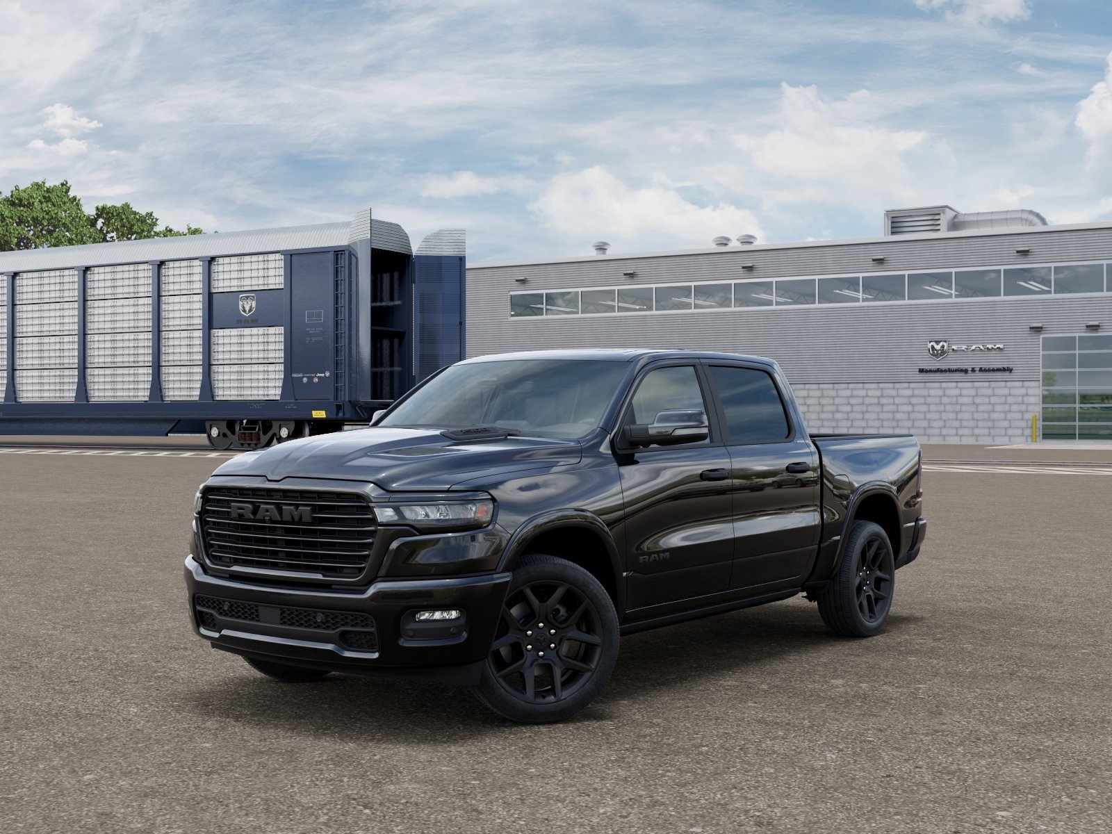 New 2026 Diamond Black Crystal Pearl-Coat Exterior Paint RAM Laramie Crew Cab 4x4 5