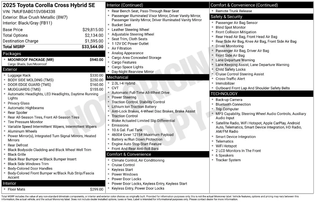 Used 2025 Blue Toyota Hybrid SE image 9