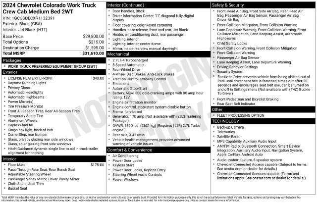 Used 2024 Black Chevrolet Work Truck image 3