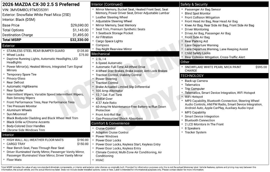 New 2026 Snowflake White Pearl Mazda 2.5 S Preferred AWD image 24