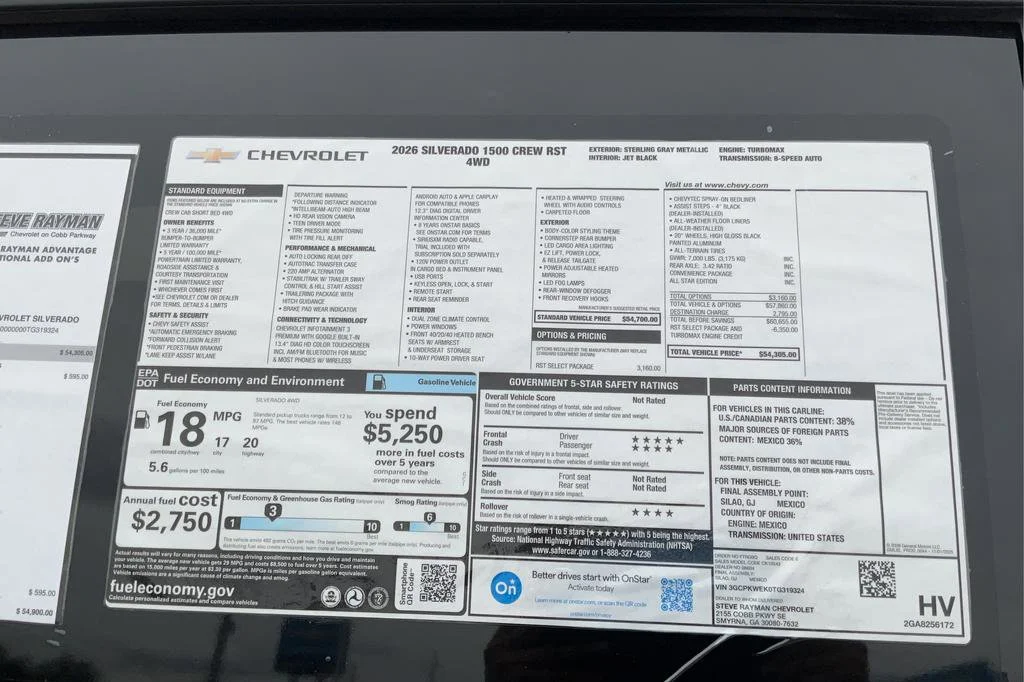 New 2026 Chevrolet Silverado 1500 RST 4D Crew Cab