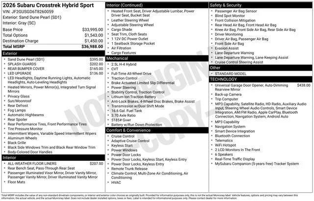 New 2026 Beige Subaru Sport image 7