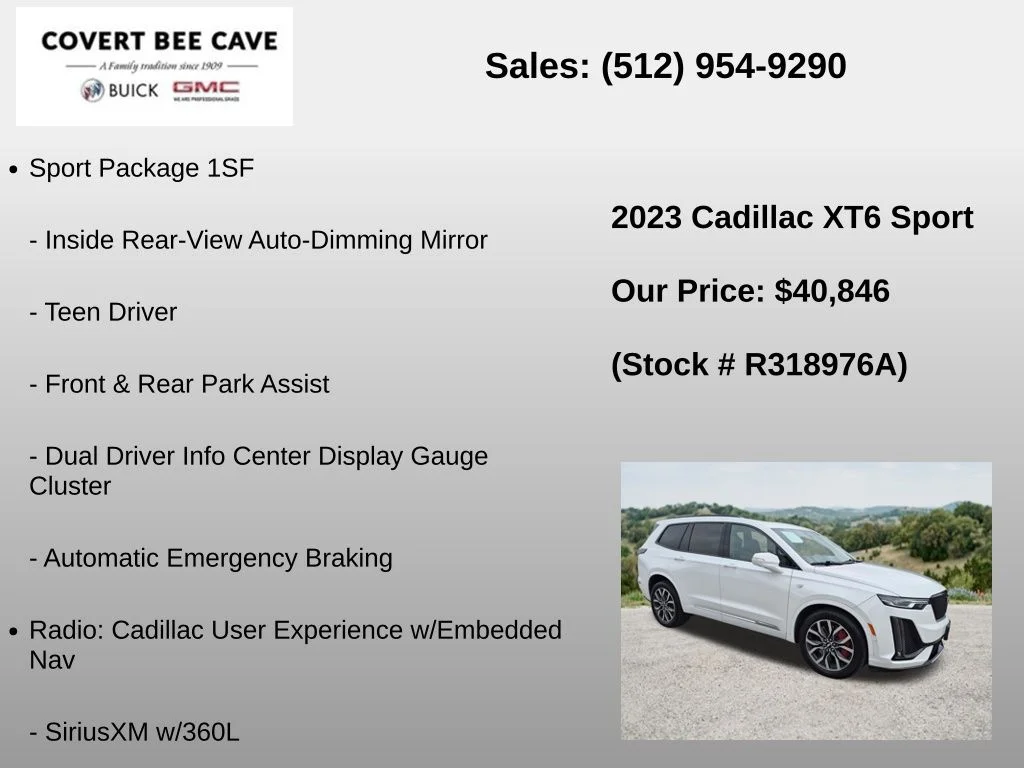 Used 2023 White Cadillac Sport image 6