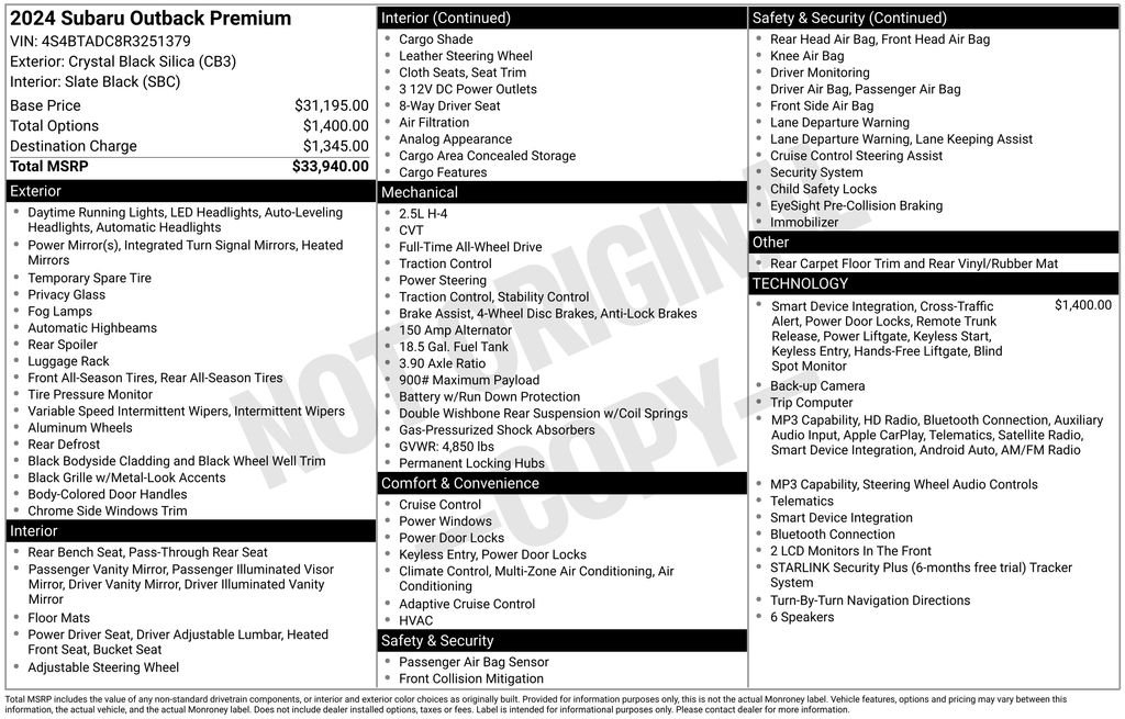 Used 2024 Black Subaru Premium image 6