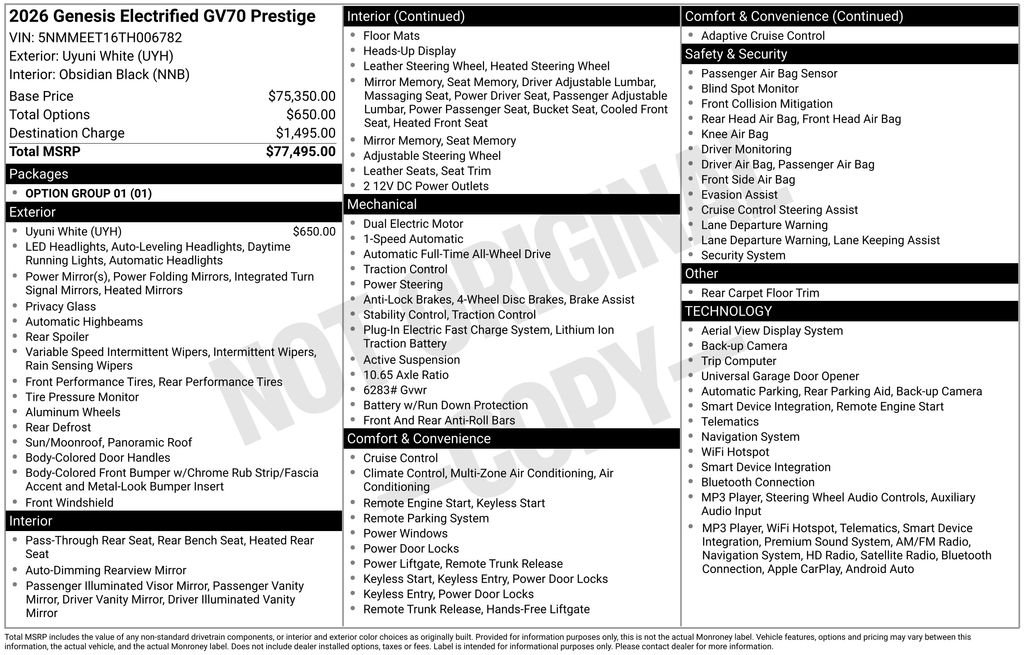 Used 2026 White Genesis Prestige image 2