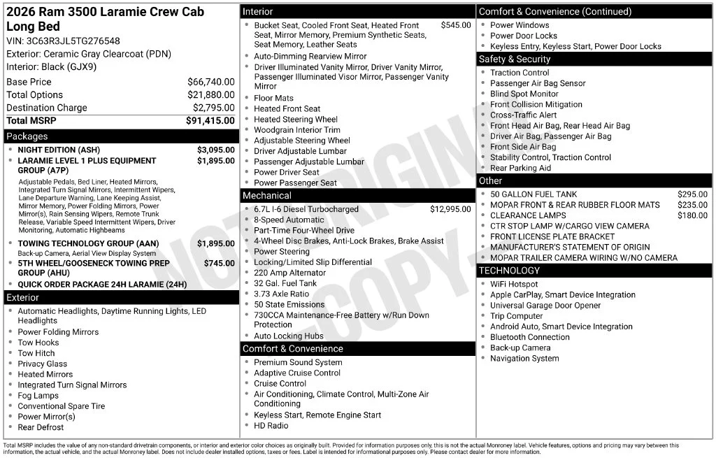 New 2026 Ceramic Gray Clear-Coat Exterior Paint RAM Laramie image 4