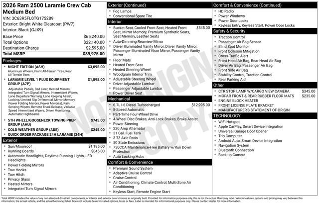 New 2026 Bright White Clear-Coat Exterior Paint RAM Laramie image 17