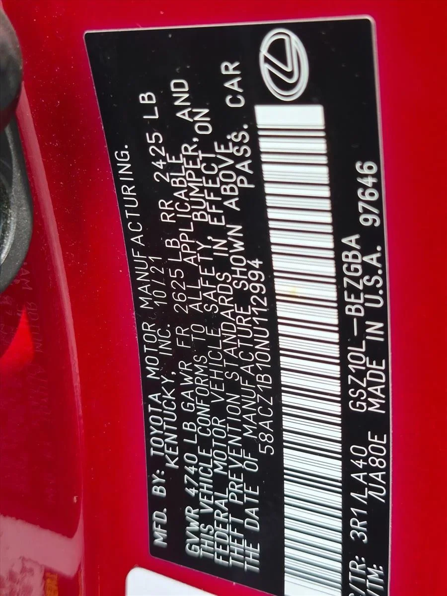 Certified Used 2022 Matador Red Mica Lexus  image 23