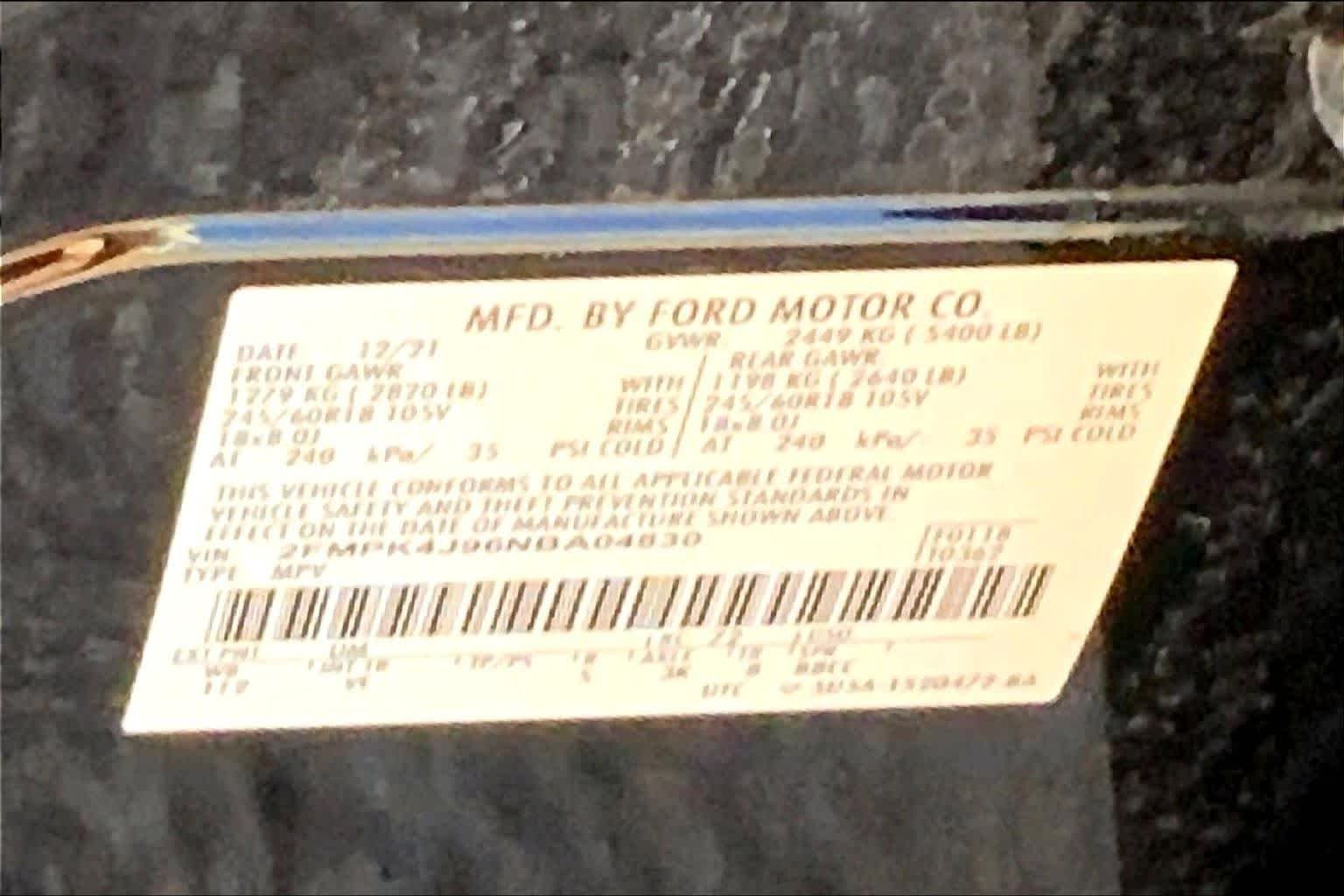 Certified Used 2022 Agate Black Metallic Ford SEL image 37