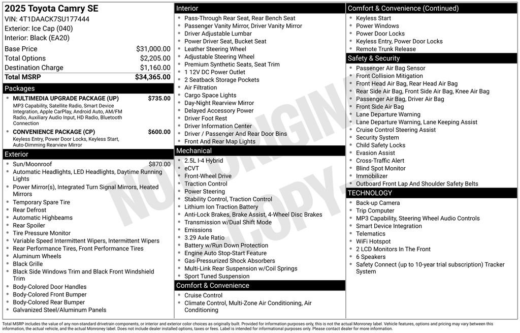 Used 2025 White Toyota SE image 7