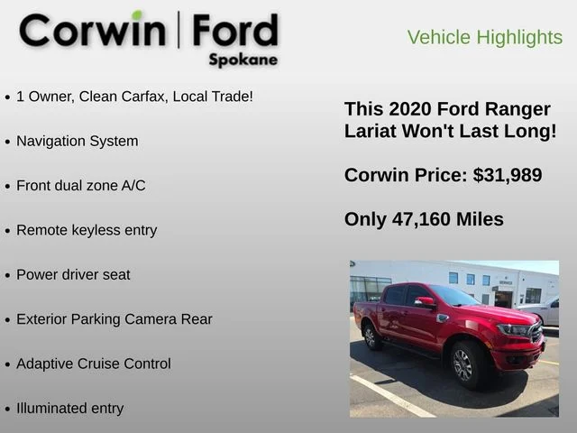 Used 2020 Rapid Red Metallic Tinted Clearcoat Ford Lariat image 6