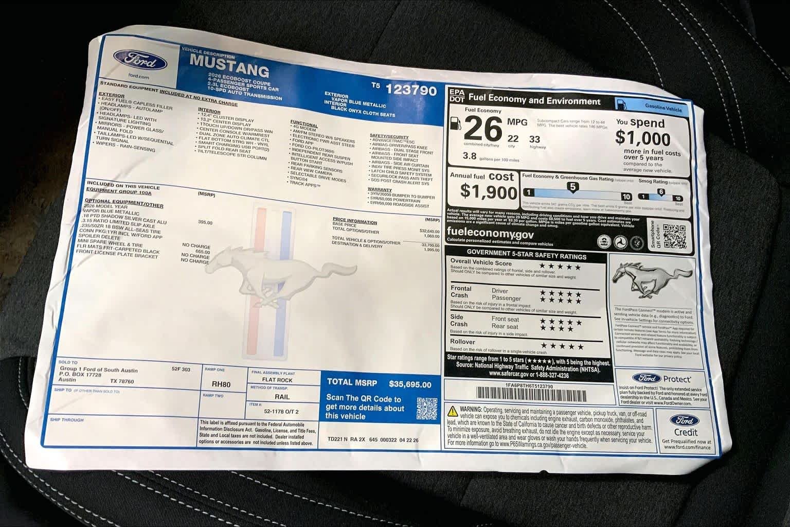 New 2026 Vapor Blue Metallic Ford EcoBoost® Fastback image 21