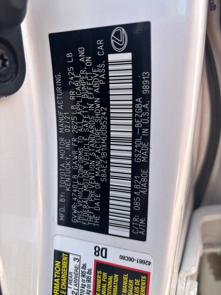 Used 2021 White Lexus 350 Luxury image 3
