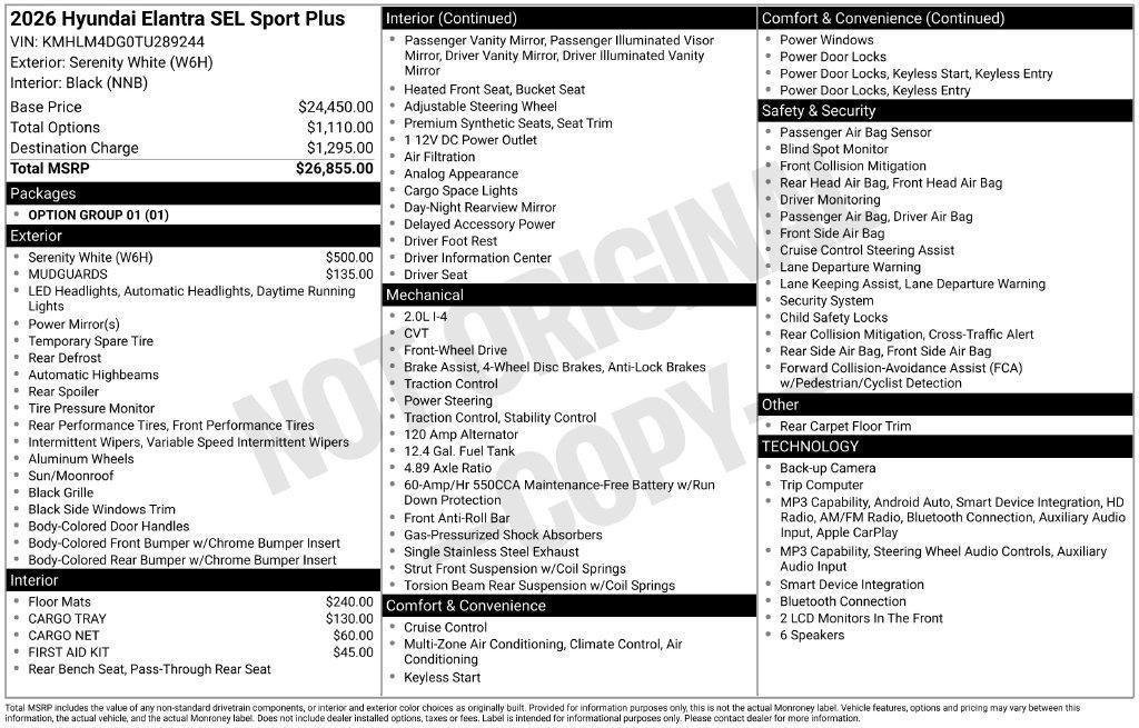New 2026 White Hyundai SEL Sport Plus image 5