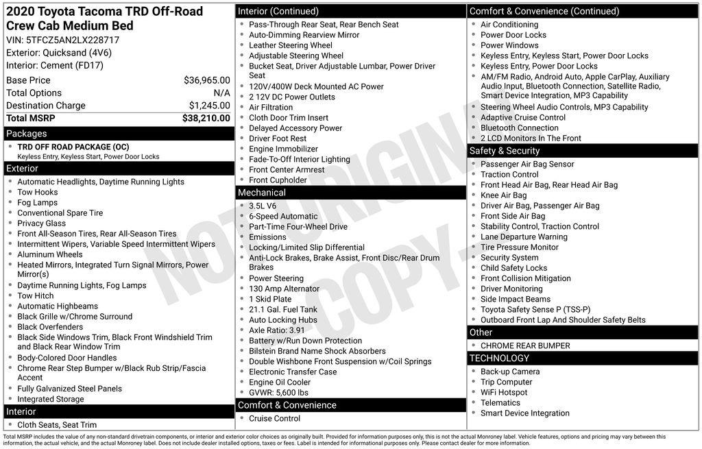Used 2020 Quicksand Toyota TRD Off-Road image 40