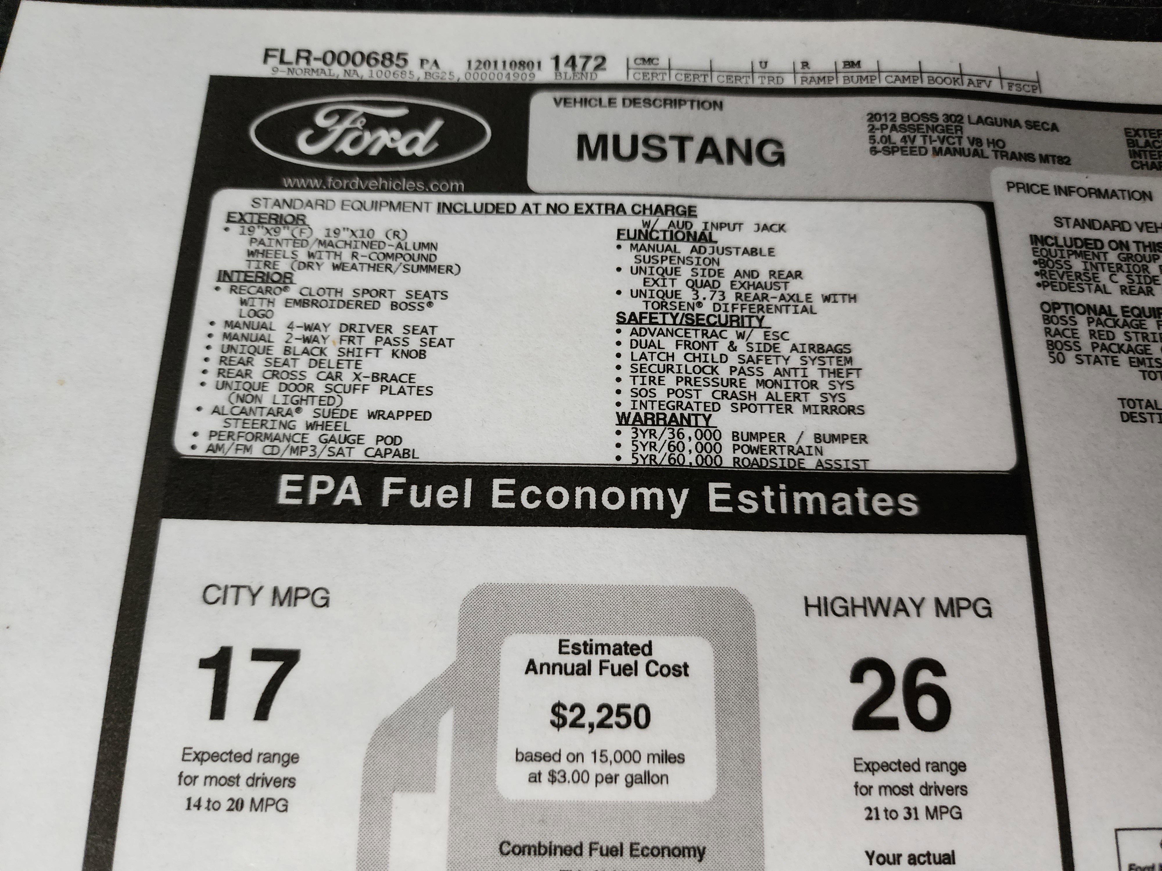 Used 2012 Black Ford Boss 302 Laguna Seca: BOSS 302-LAGUNA SECA LS 425-6 SPEED STICK-RECAROS image 36