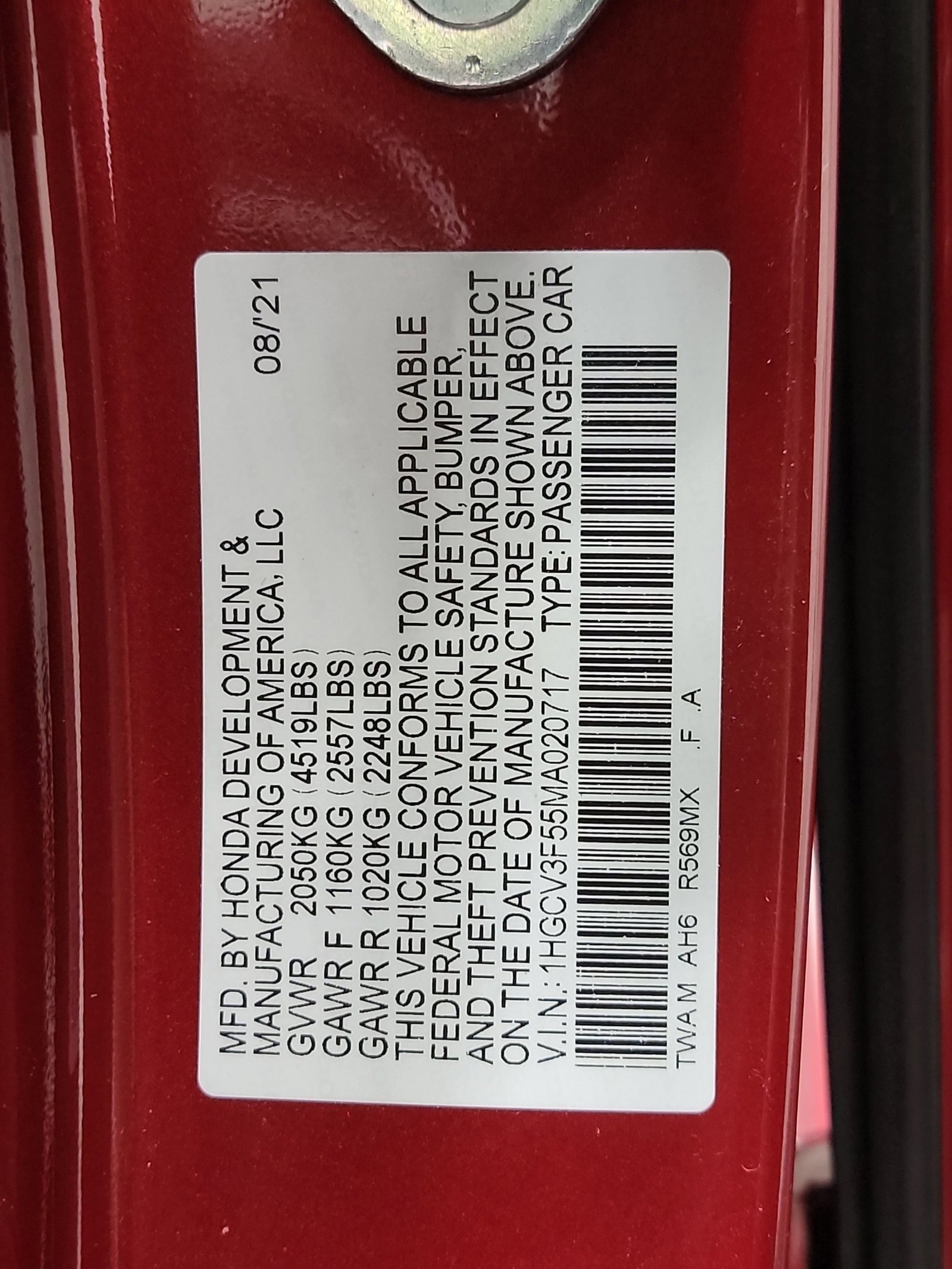 Used 2021 Radiant Red Metallic Honda EX-L image 32