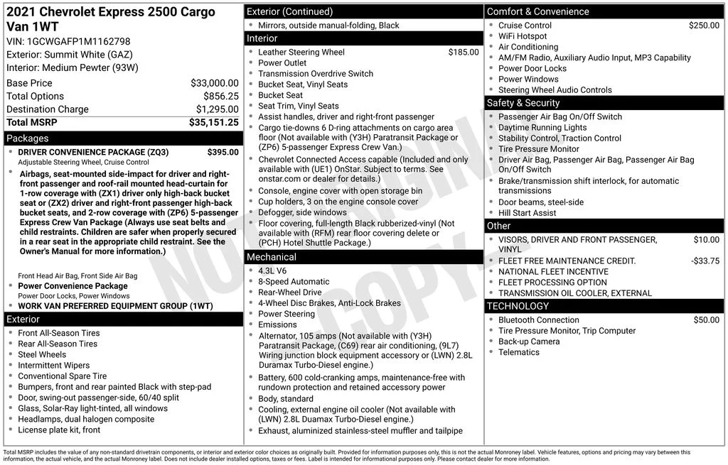 Used 2021 White Chevrolet Work Van image 17