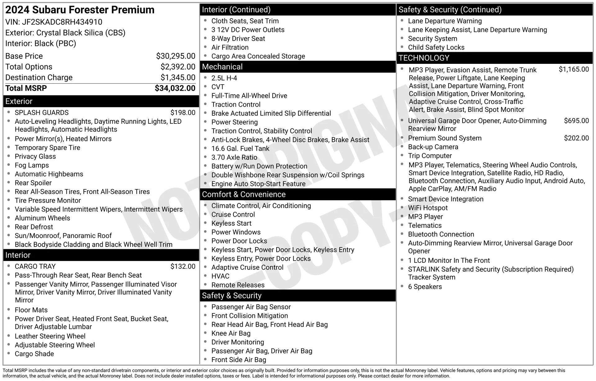 Used 2024 Black Subaru Premium image 3