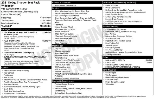 Used 2021 White Knuckle Clearcoat Dodge Scat Pack Widebody image 13
