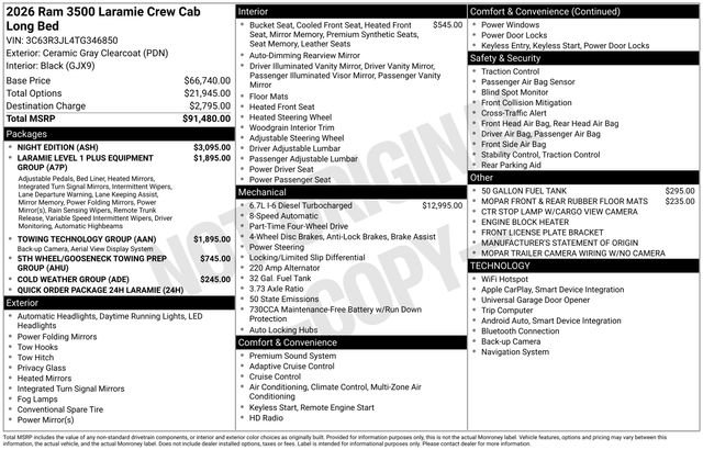 New 2026 Ceramic Gray Clear-Coat Exterior Paint RAM Laramie image 2