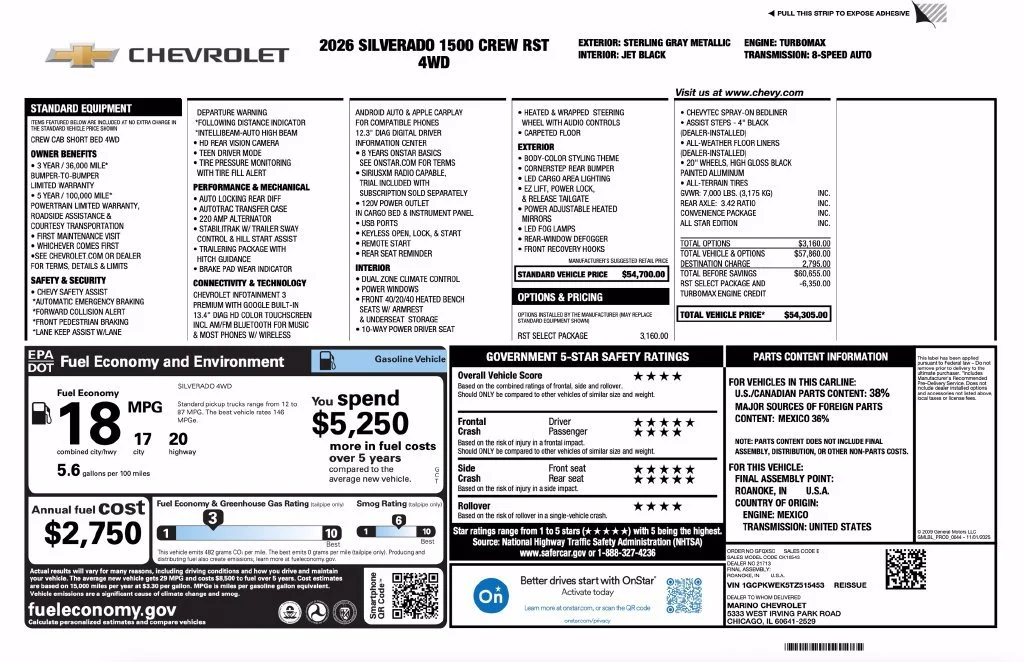 New 2026 Sterling Gray Metallic Chevrolet RST image 2