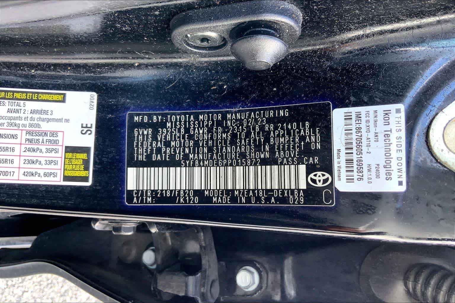 Used 2023 Midnight Black Metallic Toyota LE image 36