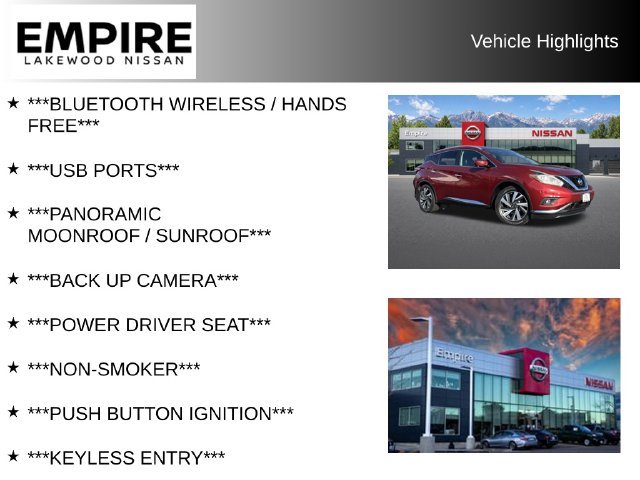 Used 2017 Nissan Murano Platinum with VIN 5N1AZ2MH1HN122768 for sale in Lakewood, CO