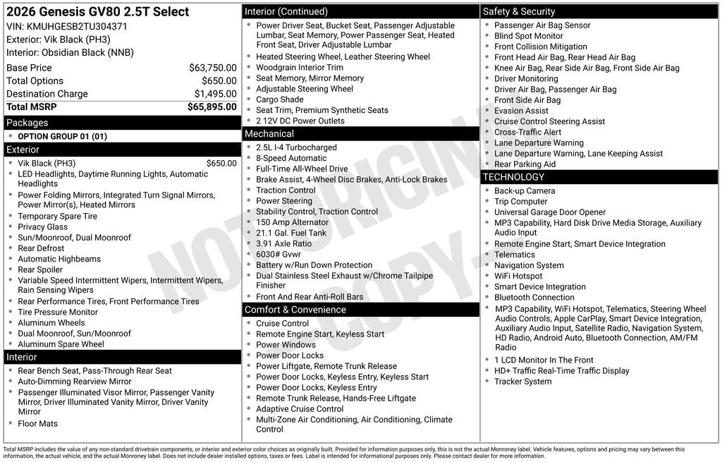 Certified Used 2026 Black Genesis 2.5T Select image 40