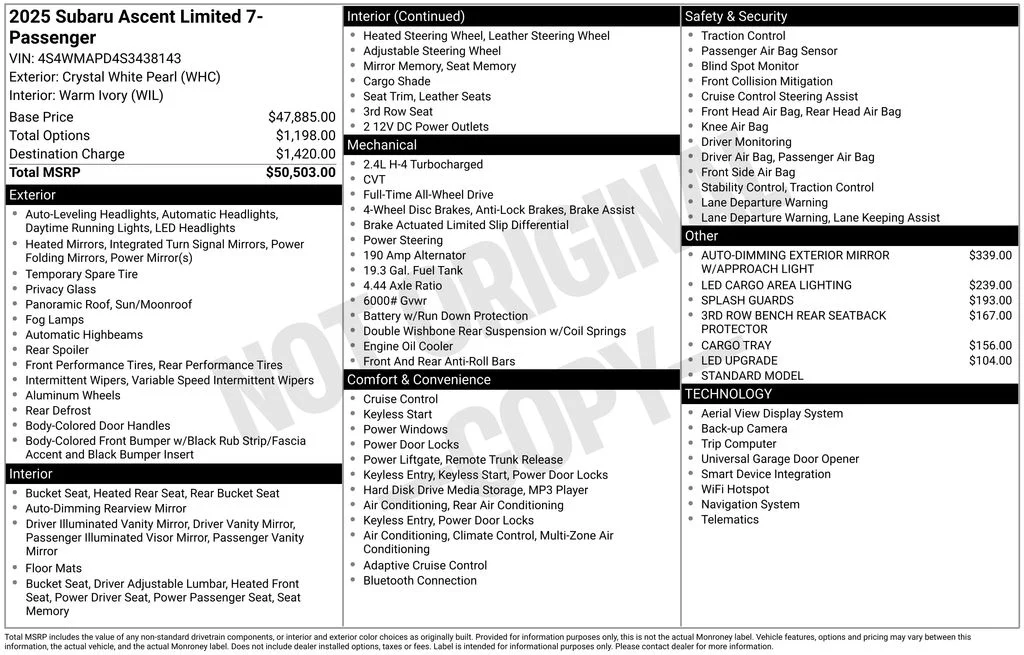 Certified Used 2025 White Subaru Limited image 8