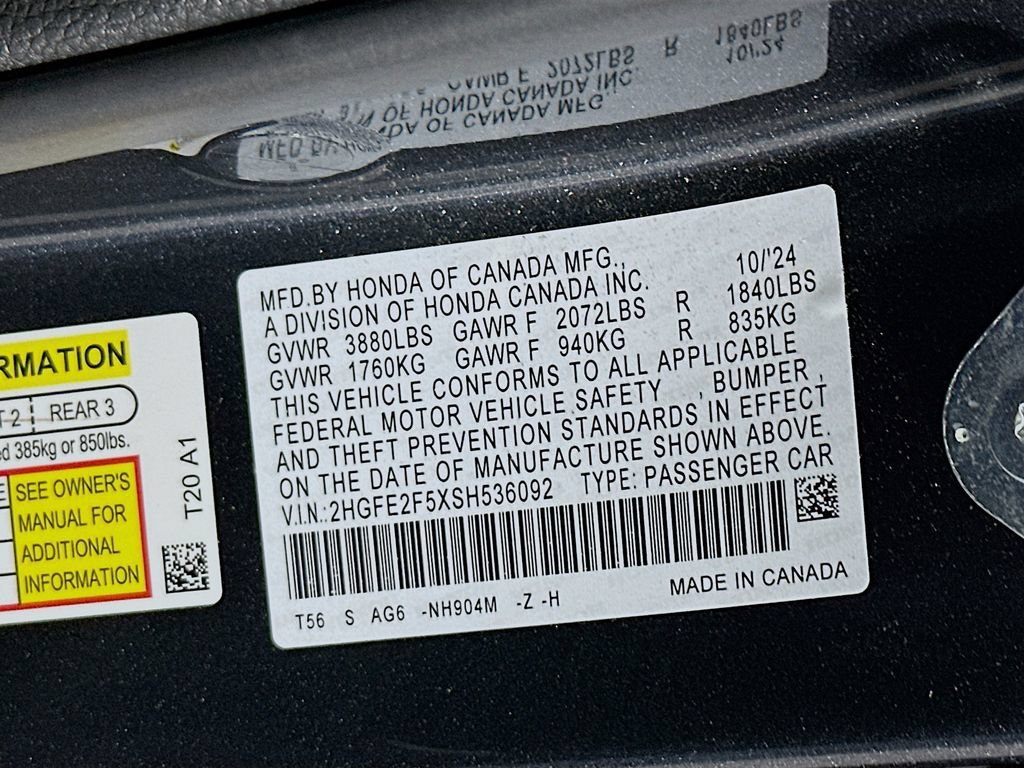 Certified Used 2025 Meteorite Gray Metallic Honda 4D SPORT image 60