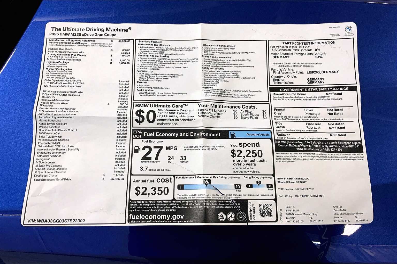 New 2025 Portimao Blue Metallic BMW M235 xDrive image 22