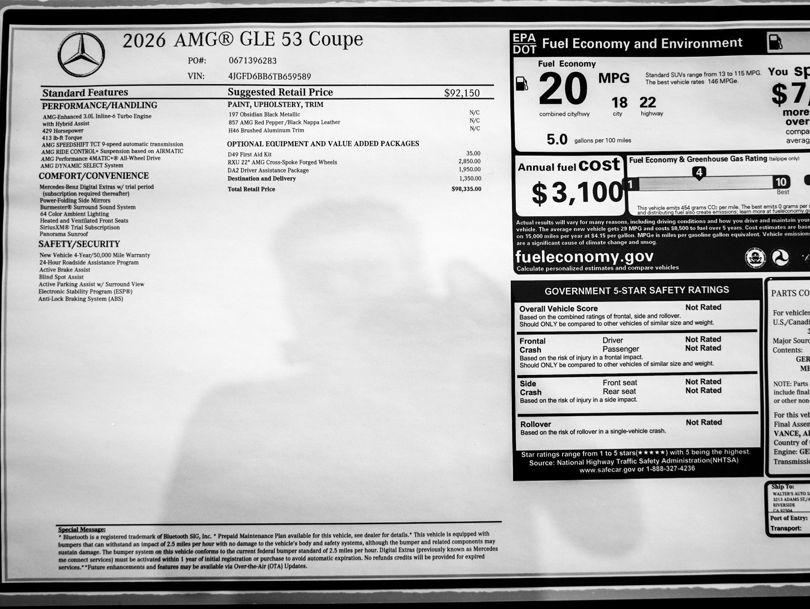 New 2026 Obsidian Black Metallic Mercedes-Benz AMG® GLE 53 4MATIC+ Coupe image 27