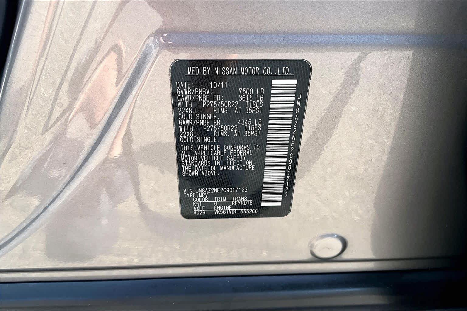 Used 2012 Platinum Graphite INFINITI 7-passenger image 33