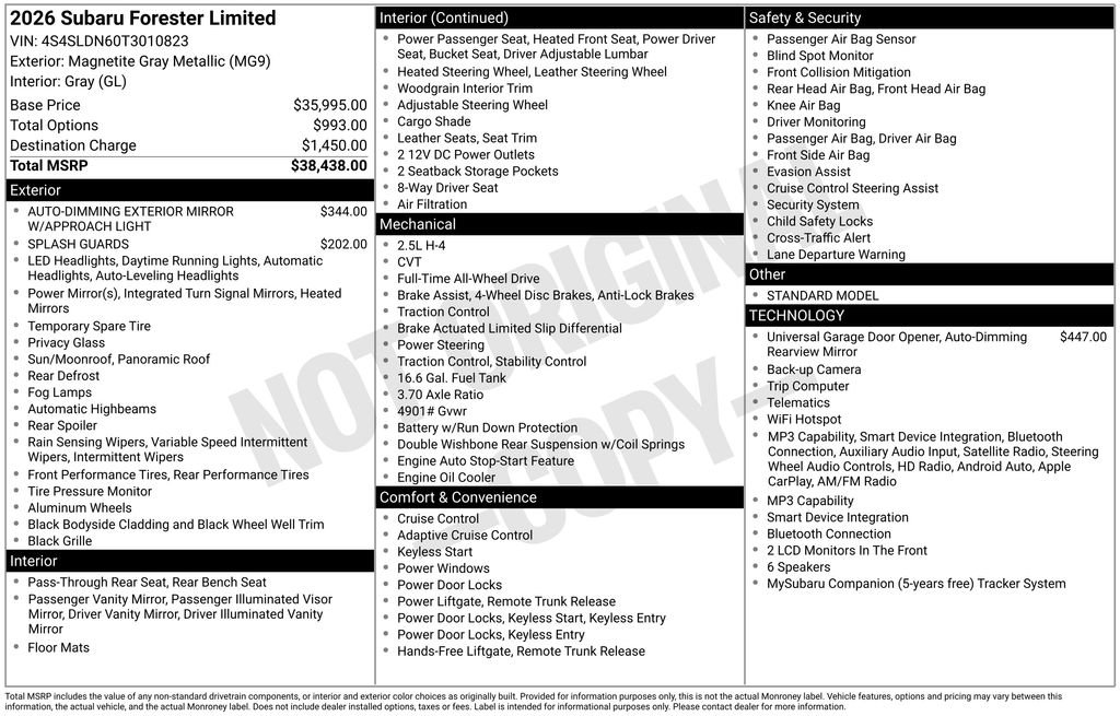 Used 2026 Gray Subaru Limited image 1