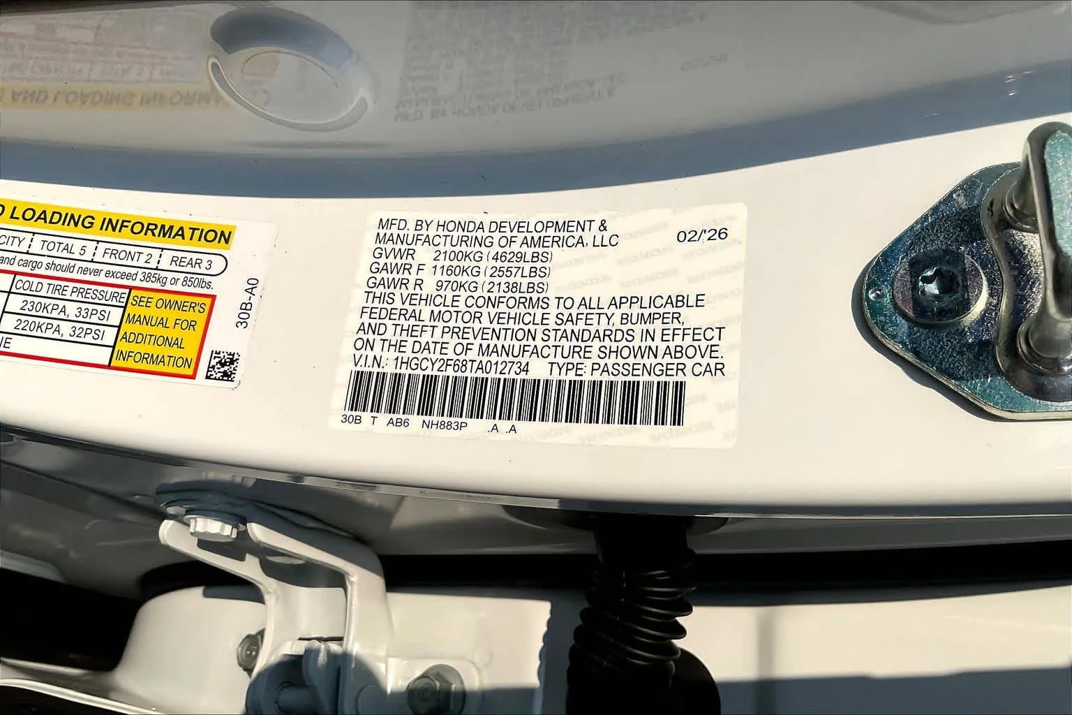 New 2026 Platinum White Pearl Honda EX-L image 19