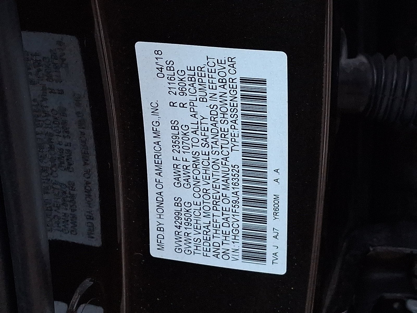 Used 2018 Crystal Black Pearl Honda EX-L 1.5T image 26