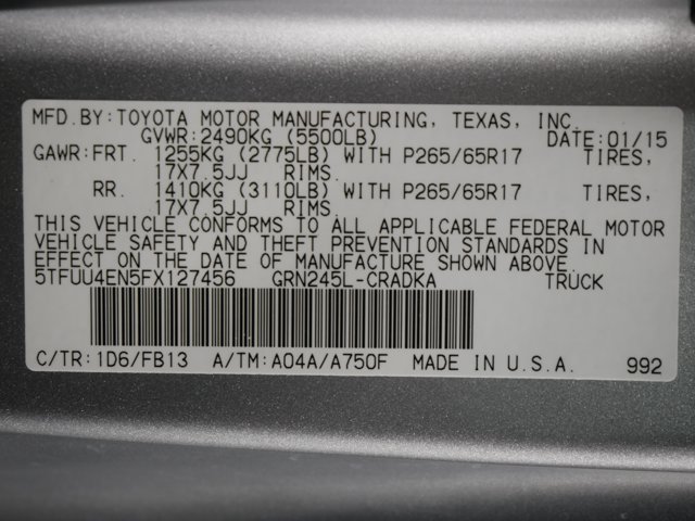 Used 2015 Silver Sky Metallic Toyota Extended Cab TRD Sport Extra Value Pkg image 29
