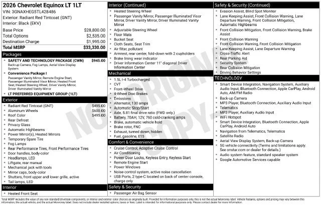 Used 2026 Radiant Red Tintcoat Chevrolet LT image 31