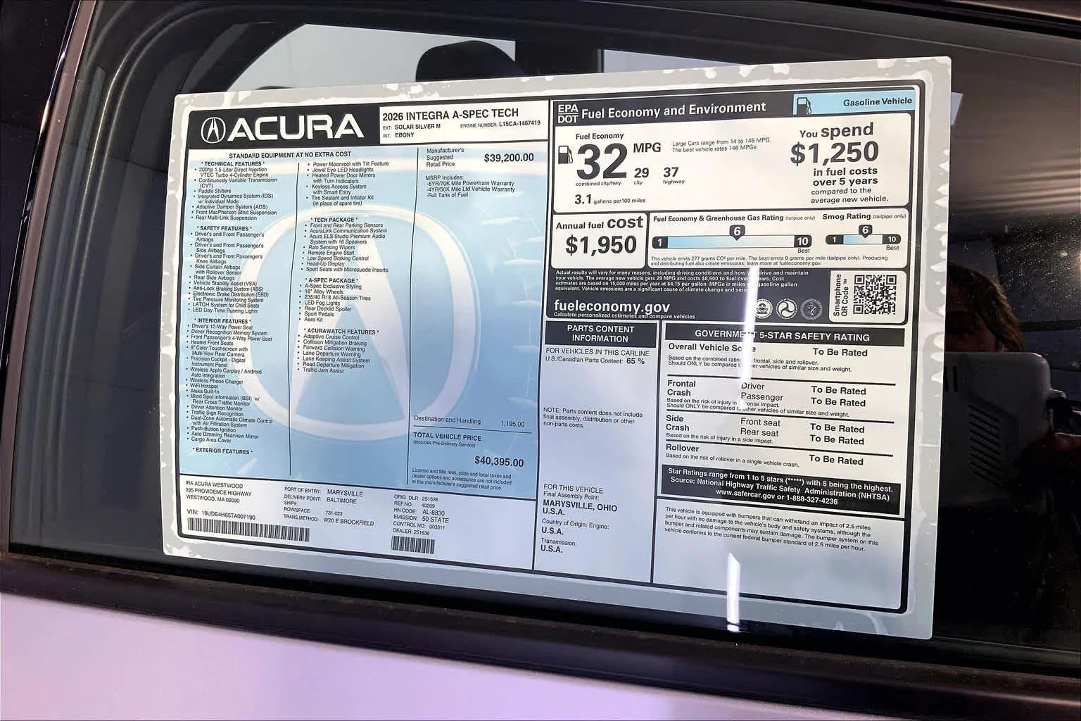 Used 2026 Solar Silver Metallic Acura With A-Spec Technology Package image 19