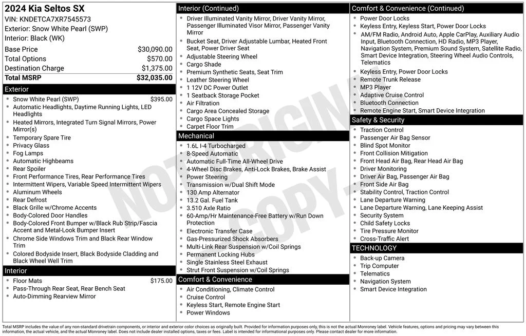 Used 2024 White Kia SX image 6