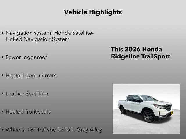 New 2026 Platinum White Pearl Honda TrailSport image 5